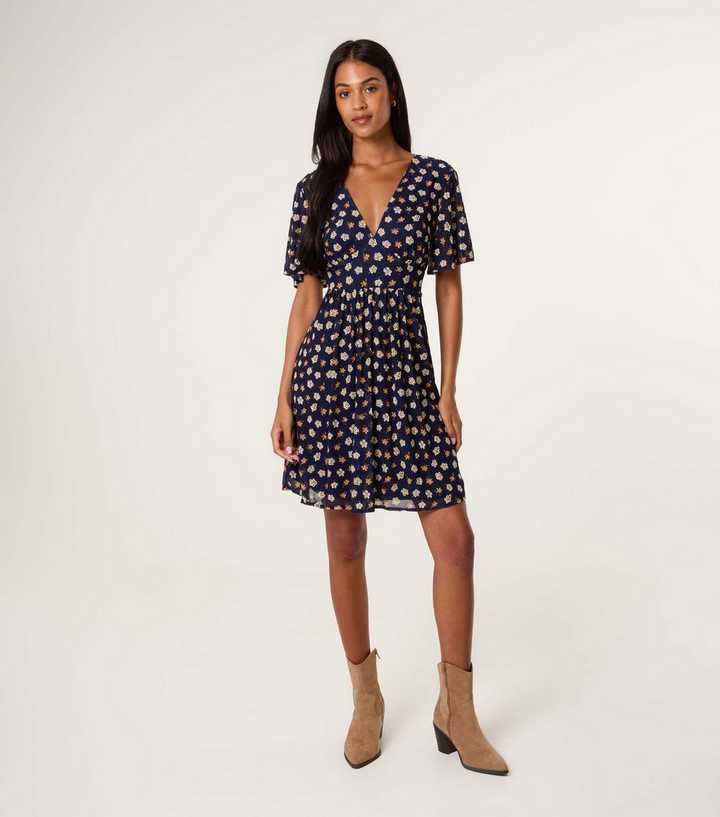 Blue Vanilla Navy Floral Print Mini Dress New Look