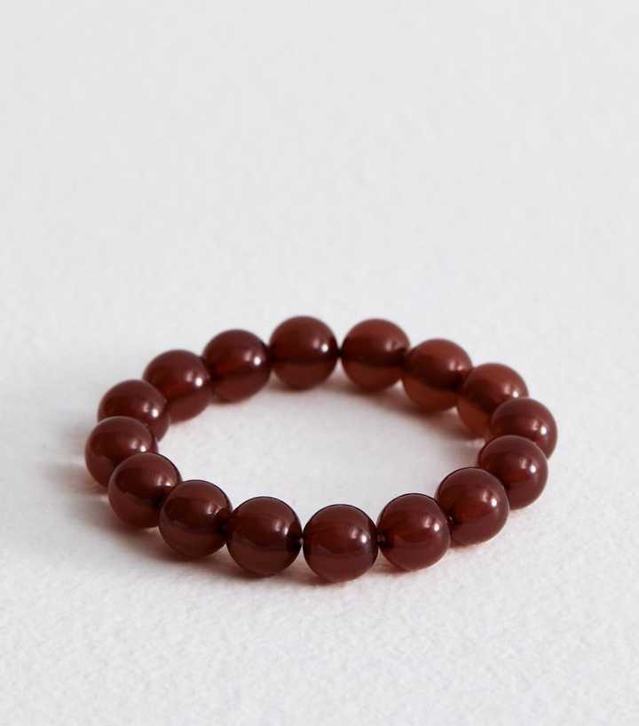 Brown Beaded Stretch Bracelet