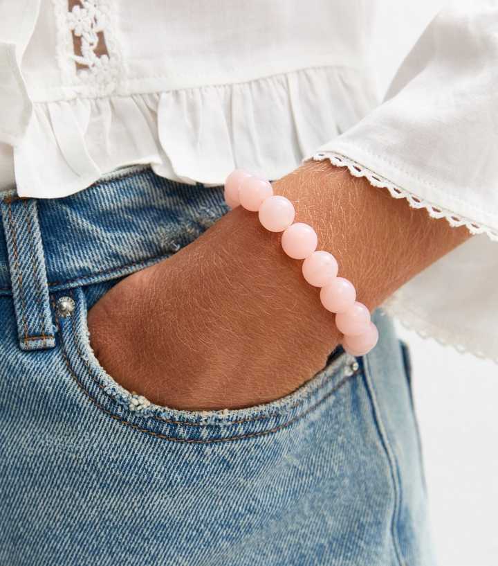 Pink Beaded Stretch Bracelet