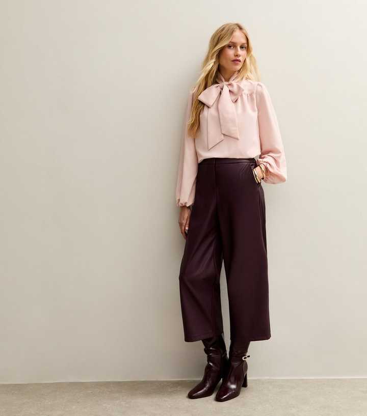Burgundy Leather Look Culotte