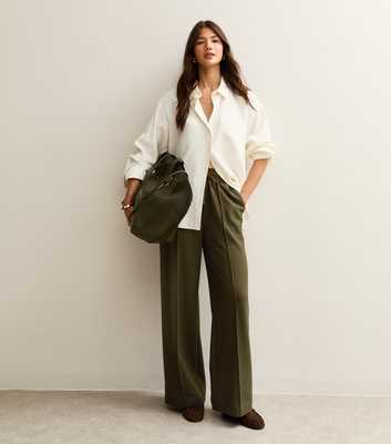 Green Wide Leg Elasticated Waist Jersey Trousers