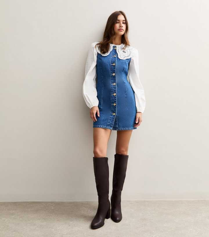 Blue Cinched Denim Shift Dress | New Look