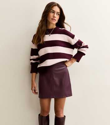 Petite Burgundy Faux Leather Mink Skirt