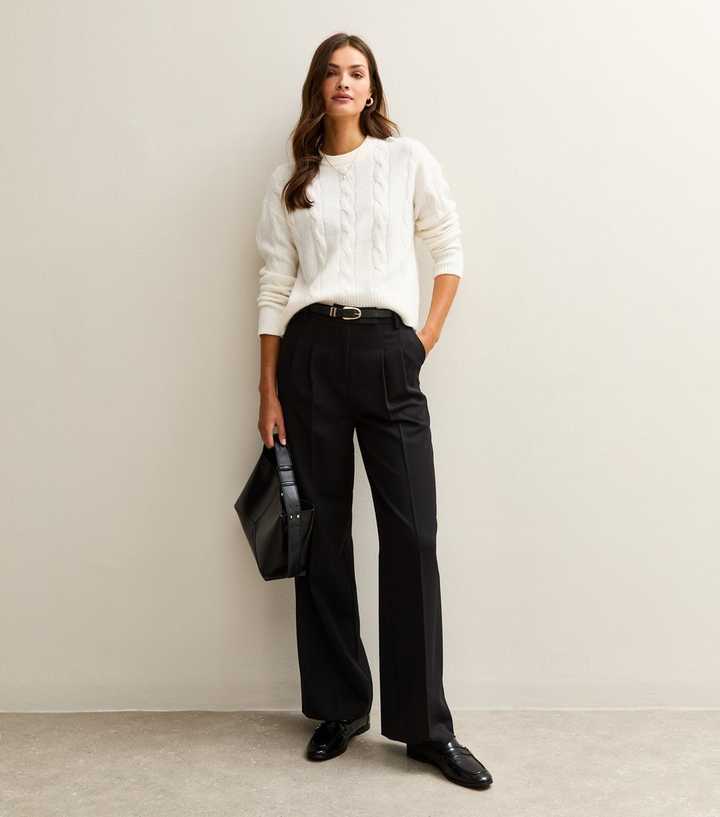 Tall Black Pleated Wide Leg Trousers