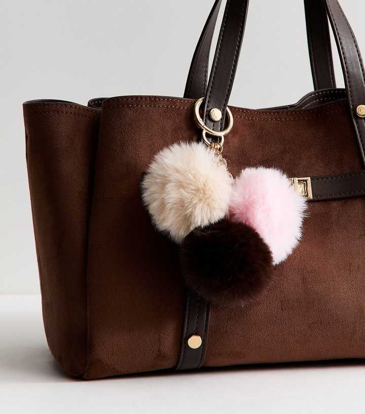 Light Pink Three Pom Pom Bag Charm
