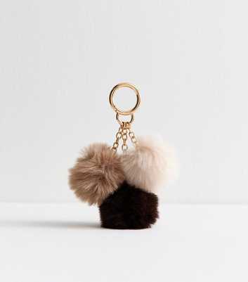 Multicolour Three Pom Pom Bag Charm