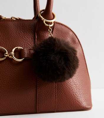 Dark Brown Fluffy Pom Pom Bag Charm
