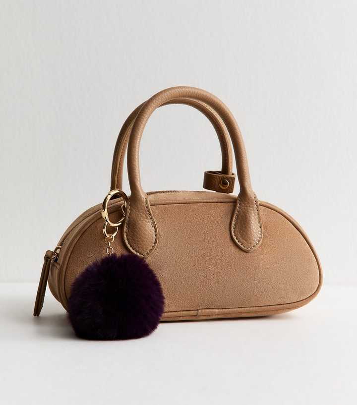 Burgundy Fluffy Pom Pom Bag Charm