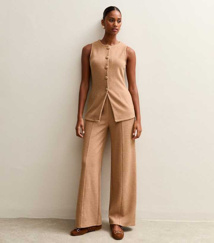 Camel Soft Touch Compact Wide Leg Trouser