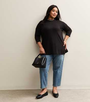 Curves Black Soft Touch Crop Sleeve Top
