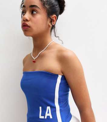 Girls Blue LA Contrast Trim Bandeau Top