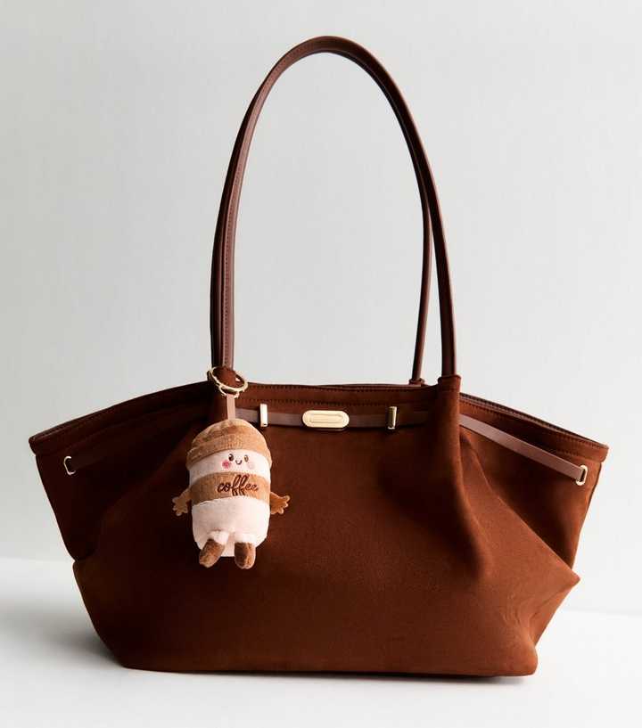 Brown Coffee Cup Plush Bag Charm