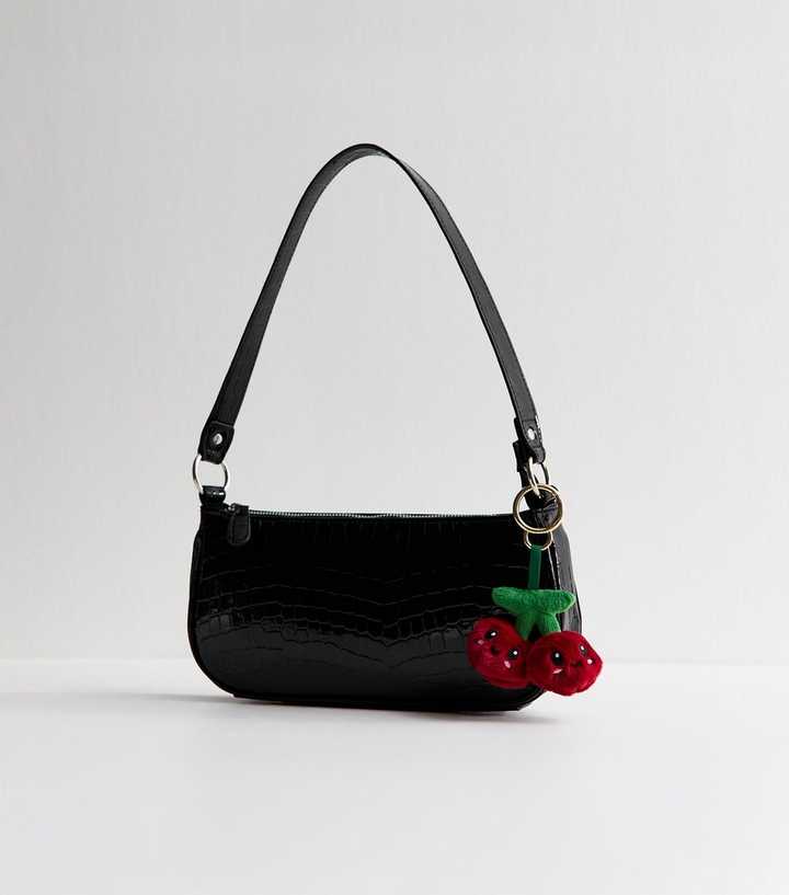 Burgundy Cherry Plush Bag Charm