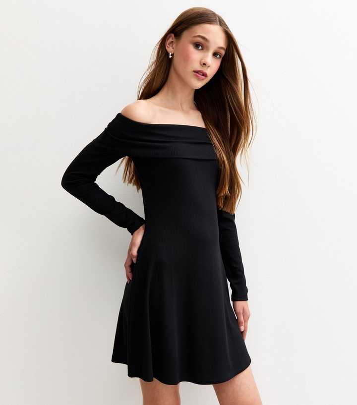 knee length dresses for ladies Plus Size Black Long Sleeve Bardot Ruched Midaxi Dress – Fashion//SZN