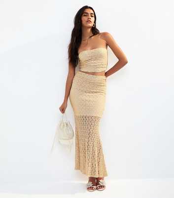 Off White Lace Midi Skirt