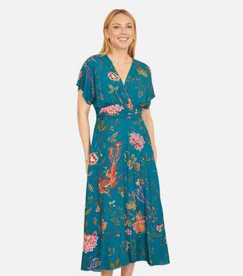 Yumi Blue Floral Midi Dress