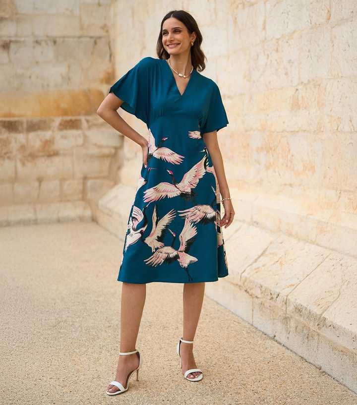 blue dress with bird print Blue Willow Bird-Print Dress FLORAL / 1XL main image 0