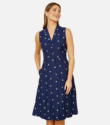 Yumi Blue Polka Dot Sleeveless Dress