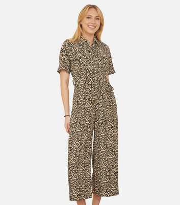 Yumi Brown Leopard Print Jumpsuit