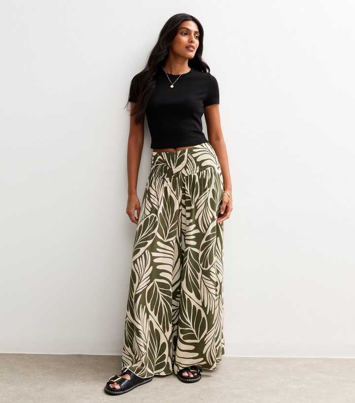 Pantalon Palazzo Vert Imprimé Géométrique NY Collection Taille L - Occasion TB