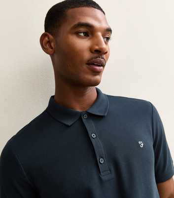 Farah Navy Logo Embroidered Short Sleeve Polo Top