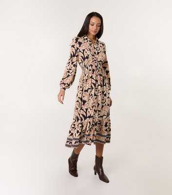 Blue Vanilla Navy Printed V-Neck Midi Dress