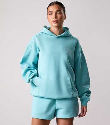 Gym King Define Aqua Logo Print Hoodie