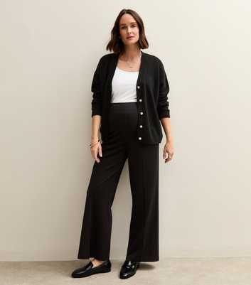 Maternity Black Jersey Wide Leg Trousers