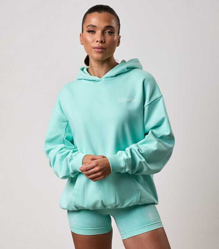 Gym King Mint Green Reset Logo Print Hoodie