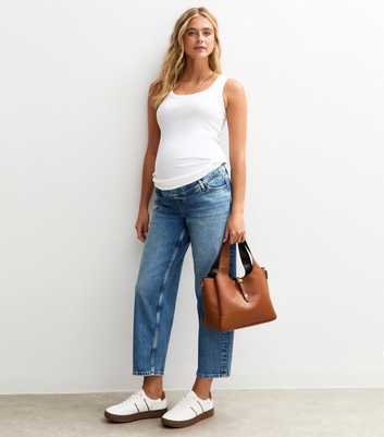 Maternity Blue Barrel Leg Jeans 