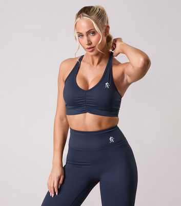 Gym King Dark Blue 365 Logo Print Sports Bra