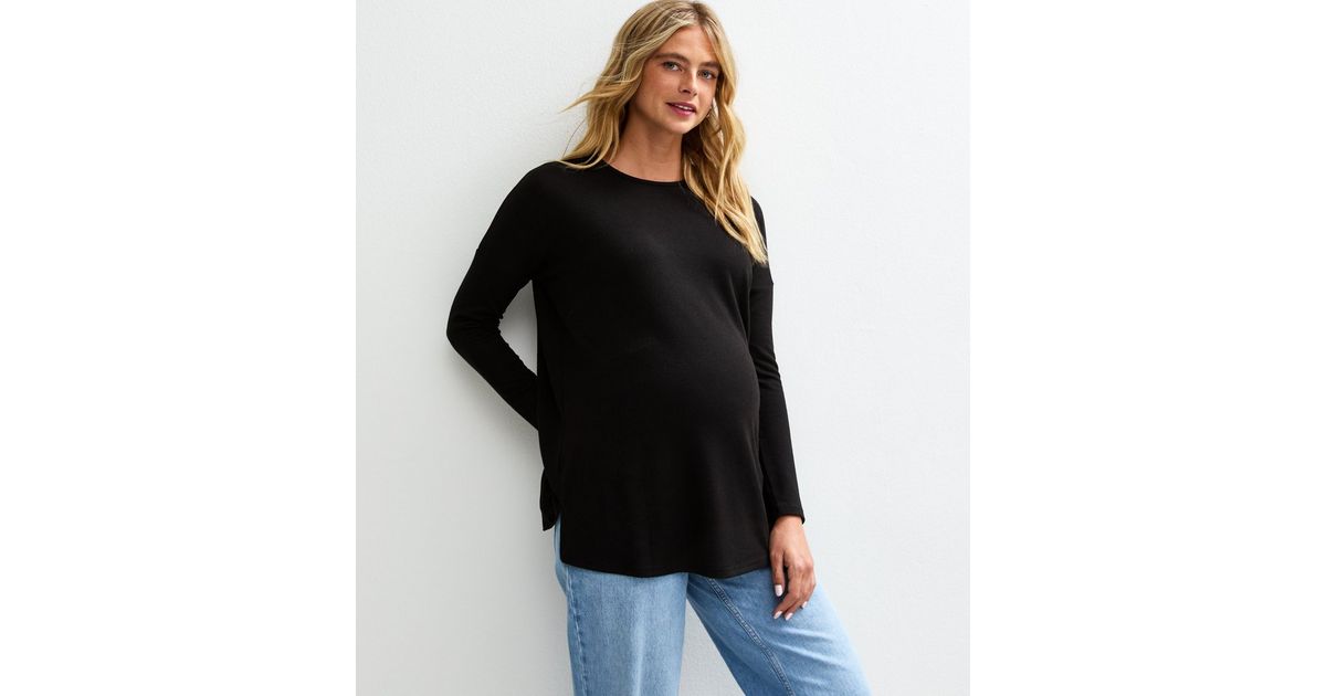 Maternity Black Soft Touch Long Sleeve Top New Look