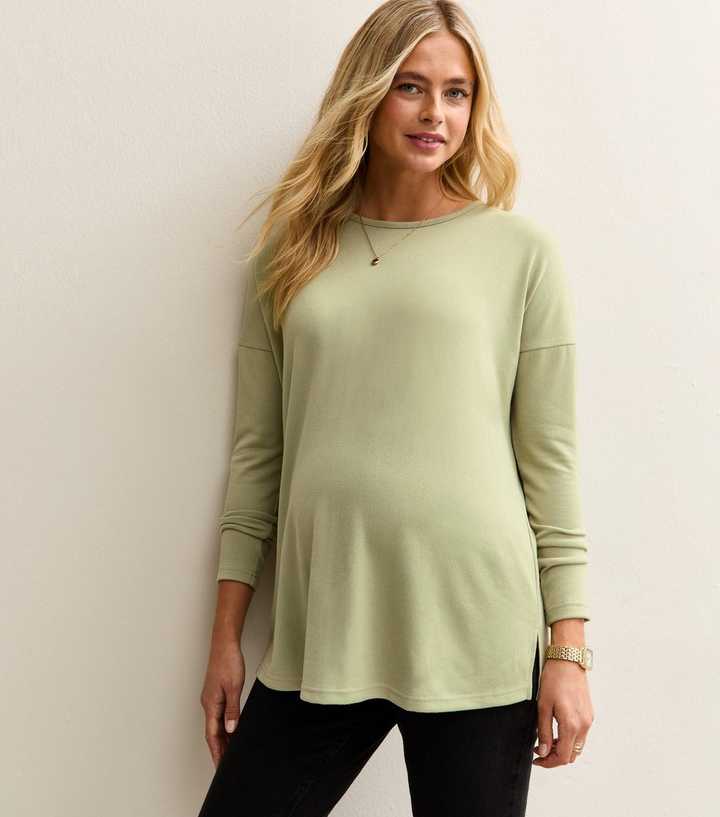 Maternity Light Green Soft Touch Long Sleeve Top