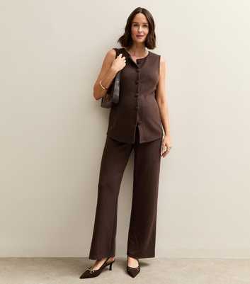 Maternity Brown Soft Touch Wide Leg Trousers
