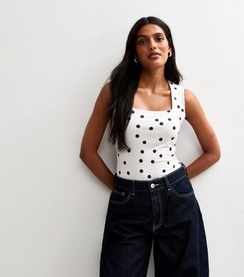polka dot square neck top