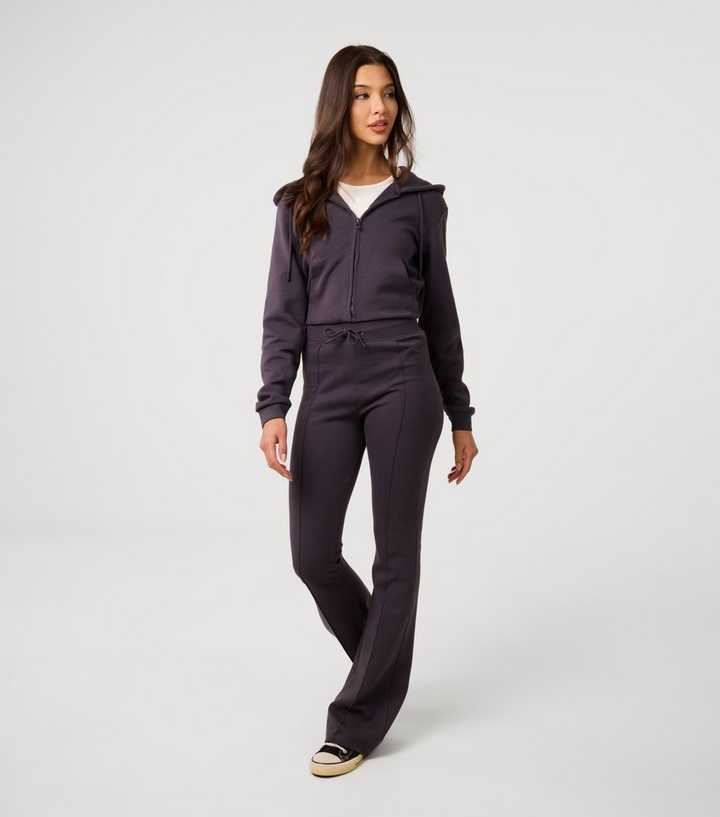 Pink Vanilla Grey Pintuck Flared Trousers