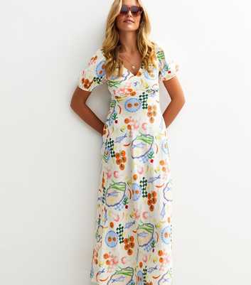 Tall Cream Fish Picnic Print Midi Dress