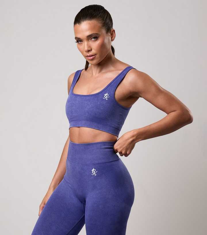 Gym King Bright Blue Seamless Ribbed Sports Bra