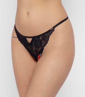 Dorina Black Floral Print G-String