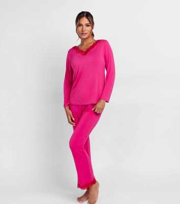 Dorina Bright Pink Slim Leg Trousers