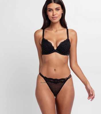Doina Black Shimmer Dot Plunge Bra