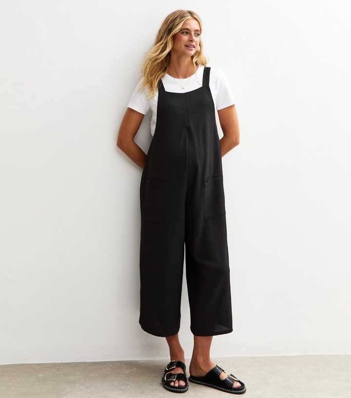 Maternity Black Herringbone V-Neck Jumpsuit