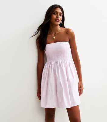 Pink Striped Bandeau Mini Dress