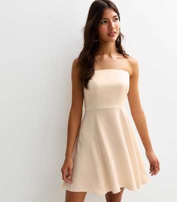 Stone Linen Look Belted Mini Dress