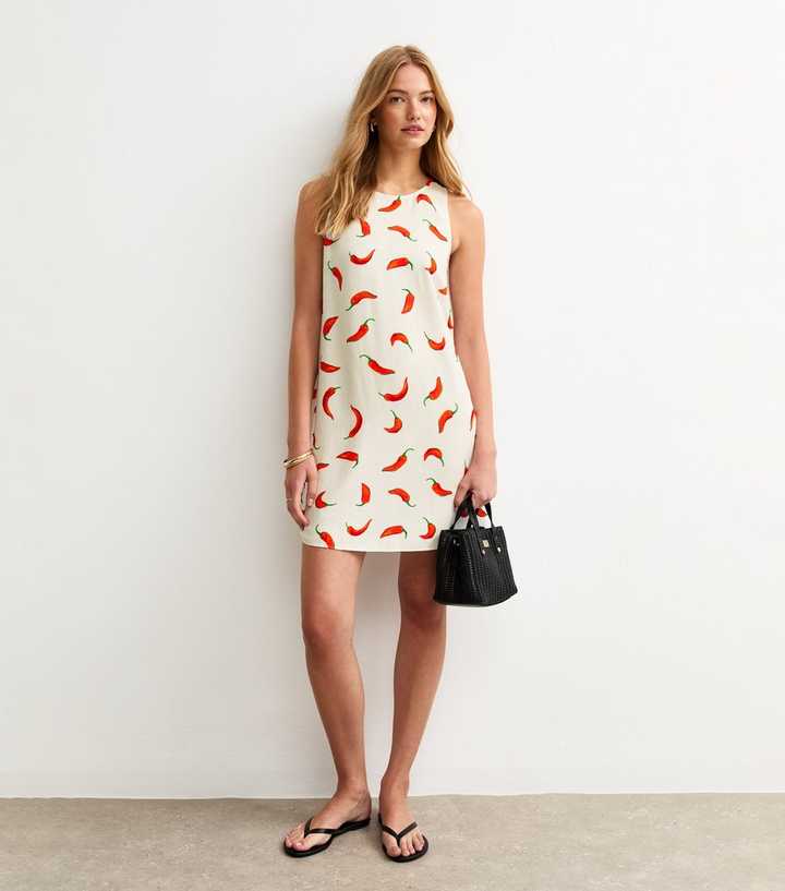 Red Chilli Print Shift Mini Dress
