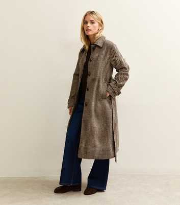 Petite Brown Checked Belted Jacket