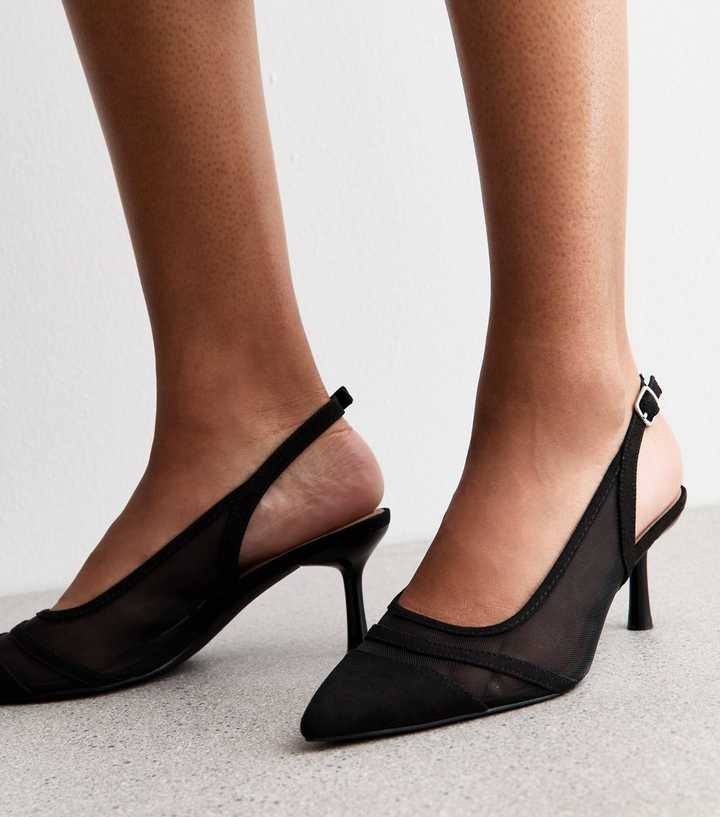 110mm contrast-toe slingback pumps