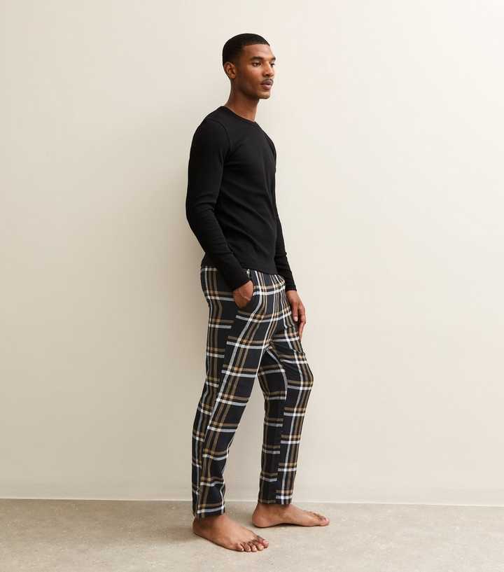 Jack & Jones Black Regular Check Pyjama Bottoms