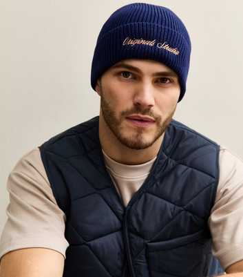 Jack & Jones Dark Blue Embroidered Logo Beanie