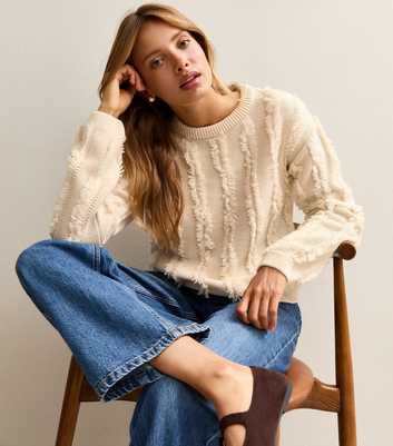 Cream Fringed Knit Jumper
